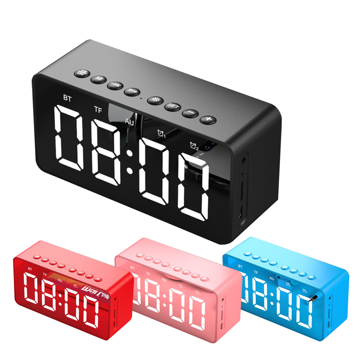 Bluetooth Speaker with LED Mirror Alarm Clock